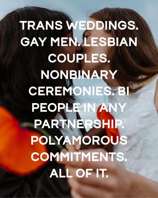 Dancing With Them is for LGBTQ+ people planning weddings. That's it. Not just the couples who photograph as obviously queer. Not just one slice of the community.

Your identity doesn't disappear because of who you married. A pan person in a hetero-presenting partnership is still pan. A trans person planning their wedding has specific needs that most wedding content doesn't address. Nonbinary couples need ceremony language that actually fits.

We feature all of it. Some of you have been here for years. Some of you just found us because you searched for something specific and kept coming up empty everywhere else.

If you're LGBTQ+ and planning a wedding, this is your space 🖤