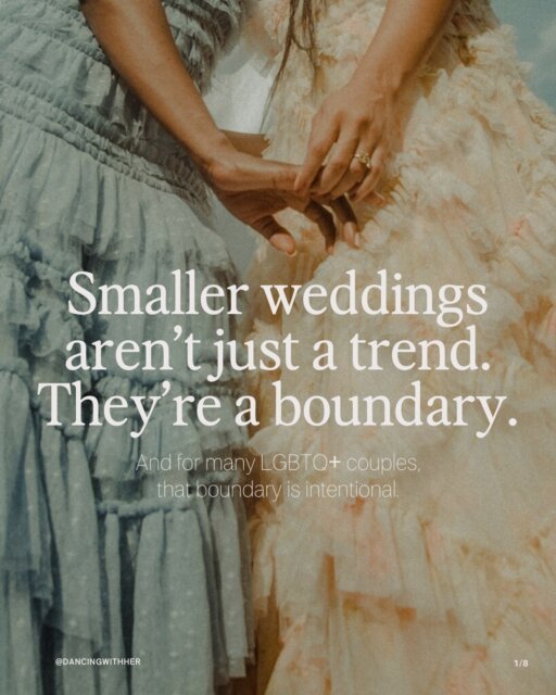 What people often call 'small' isn’t small at all.For many LGBTQ+ couples, a smaller wedding is deliberate 🌈

It’s shaped by safety, by money, by family dynamics, by how much emotional labour a day like this can carry.

Our research shows that most LGBTQ+ couples expect friction before they expect joy, many plan without parental support, and over half fund their weddings without family help. 

Against that backdrop, choosing intimacy isn’t surprising, it’s practical.

Smaller weddings aren’t about doing less. They’re about choosing what actually feels manageable, meaningful, and real ❤️

If you’ve planned a wedding, what influenced the size of it most? Safety, family, money, or something else?