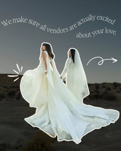 Here's what we know... 'inclusive' has become kind of meaningless. It's a checkbox. It's a rainbow flag in the bio during pride month. It's the absolute bare minimum of "yes, we will take your booking."
But that's not what anyone actually needs.

What LGBTQ+ folk need is to walk into wedding planning feeling celebrated. To have a venue who gets genuinely excited about your vision. To have a photographer who understands your family dynamics might be complicated and handles it with grace. To have a planner who uses the right language without you having to correct them seventeen times. 

Lovers need to have (uber cool) creatives around them who understand the nuances of planning an LGBTQ+ wedding beyond 'it's the same as any other wedding', because it isn't always.

And, what affirming vendors need is to connect with couples who appreciate them - who value that they've done the work, stayed educated, created genuinely welcoming spaces.

That's why this directory exists. 

We have actual conversations with vendors in our directory. We scroll their websites, their socials. We find out about their values. Why working with LGBTQ+ folk is important to them. All the things. We're looking for vendors who are actively thoughtful. Vendors who see working with queer couples not as a diversity initiative but as a joy. Who are doing the work. 

If you have to wonder if a vendor is safe. you shouldn't have to decode their website or ask careful questions to figure out if they're going to treat you well. You shouldn't start your wedding planning by protecting yourself. 

Our directory is a place where you can breathe. where everyone listed is someone we've personally vetted and feel good about. Where you can reach out without that knot in your stomach, wondering if you'll have to explain or justify or ask 'is this okay?' Where you can feel safe to be exactly who you are. 

So yeah, we vet. We're picky. We make sure vendors aren't just inclusive - they're celebratory, affirming, genuinely excited 🌈

Find the directory over on the website, always. 

And, vendors, if you're want more about the directory comment 'VISIBLE' and we'lll be in touch ❤️