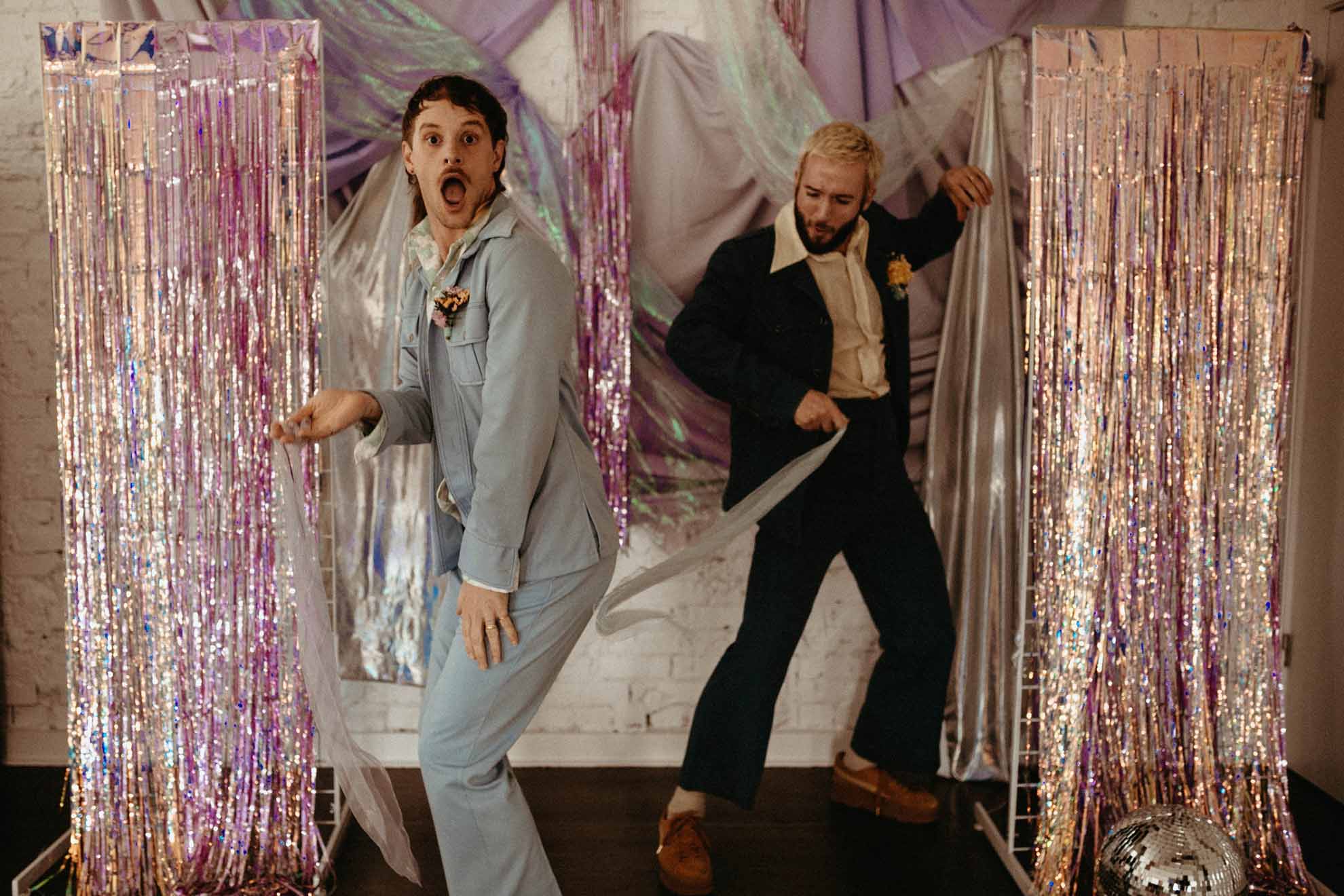 urban-loft-retro-lgbtq-elopement Savannah Williams photography gay two grooms queer mr & mr wedding Dancing With Them magazine