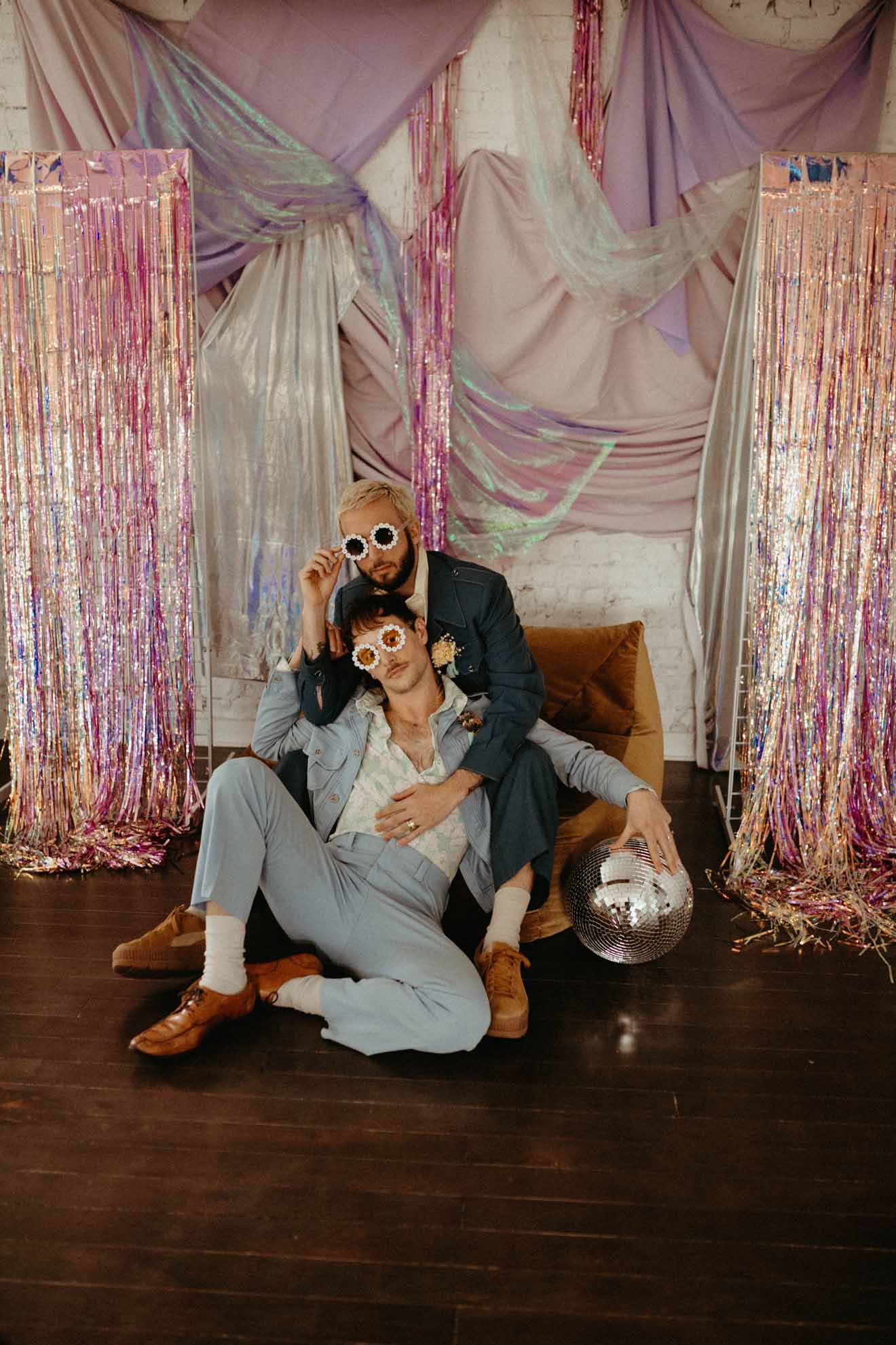 urban-loft-retro-lgbtq-elopement Savannah Williams photography gay two grooms queer mr & mr wedding Dancing With Them magazine