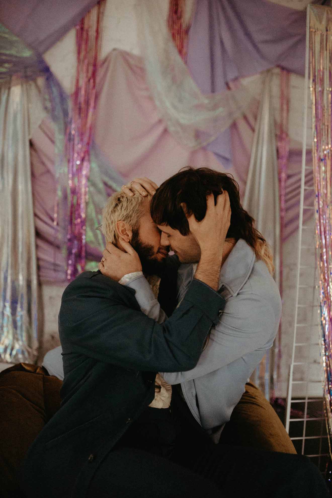 urban-loft-retro-lgbtq-elopement American Savannah Williams photography gay two grooms queer mr & mr wedding Dancing With Them magazine