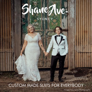Shane Ave queer non-binary trans lgbtqia+ lesbian wedding suits attire Australia Dancing With Them magazine directory vendor sidebar ad (2)