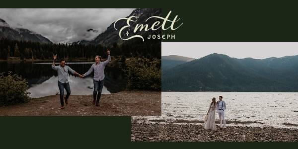 Emett Joseph photography queer two grooms gay lgbtq+ wedding elopement photography Seattle Washington Dancing With Them magazine vendor badge