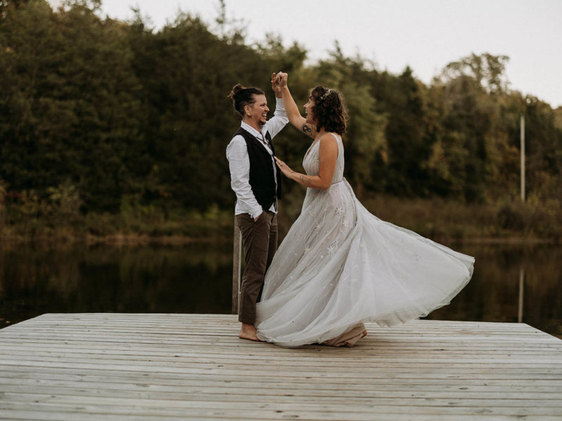 Non-Binary disabled couples gorgeous outside inclusive wedding in Kentucky USA