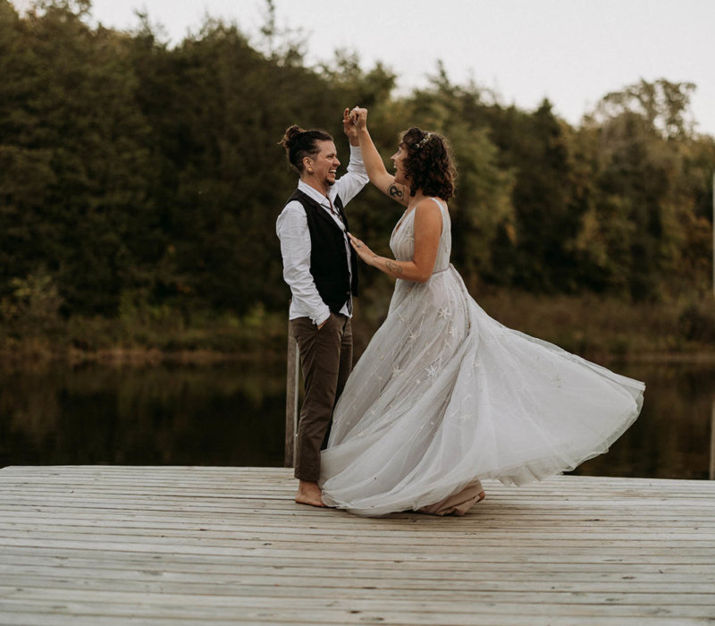 Non-Binary disabled couples gorgeous outside inclusive wedding in Kentucky USA