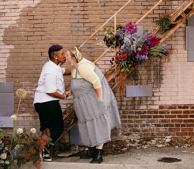Queer couples engagement session in Marietta, Georgia captured by Our Ampersand Photo