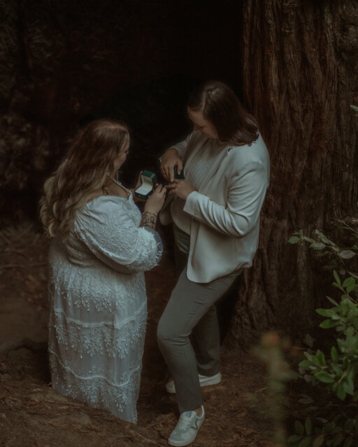 Hailey (she/her) and Laura (she/her) matched on Bumble right before Laura left for a 3-month work assignment in Oregon. But fate had other plans ✨⁠
⁠
Laura flew home briefly for an event, thinking there was no time to meet. But last minute, plans changed, Hailey drove to meet her, and they talked all night long. Saying goodbye the next morning felt impossible.⁠
⁠
Fast forward to their elopement in the very place their story started - Oregon!. They chose the stunning Redwoods for a day that was all about them.⁠
⁠
The vibe? Private vows written in a shared leather-bound memory book. Homemade Tunisian treats sent by Laura’s brother-in-law’s mom. Running around on the beach to end the day.⁠
⁠
It was intimate, meaningful, and exactly what they wanted.⁠
⁠
We’ve just popped this one online for you to lust on - link’s in the usual spot! 👆⁠
⁠
Featured in @dancingwithher⁠
Photography by @therosereflective⁠
Lovers @lkfann