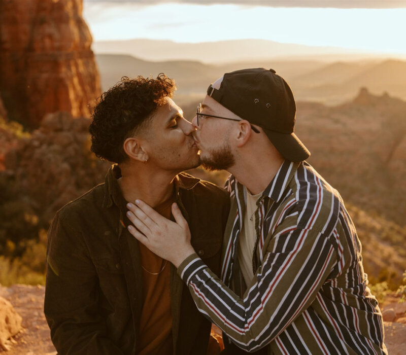 A cute Arizona desert gay engagement to elopement story
