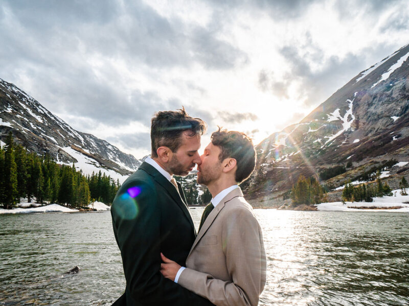 A gorgeous gay snowy mountain elopement