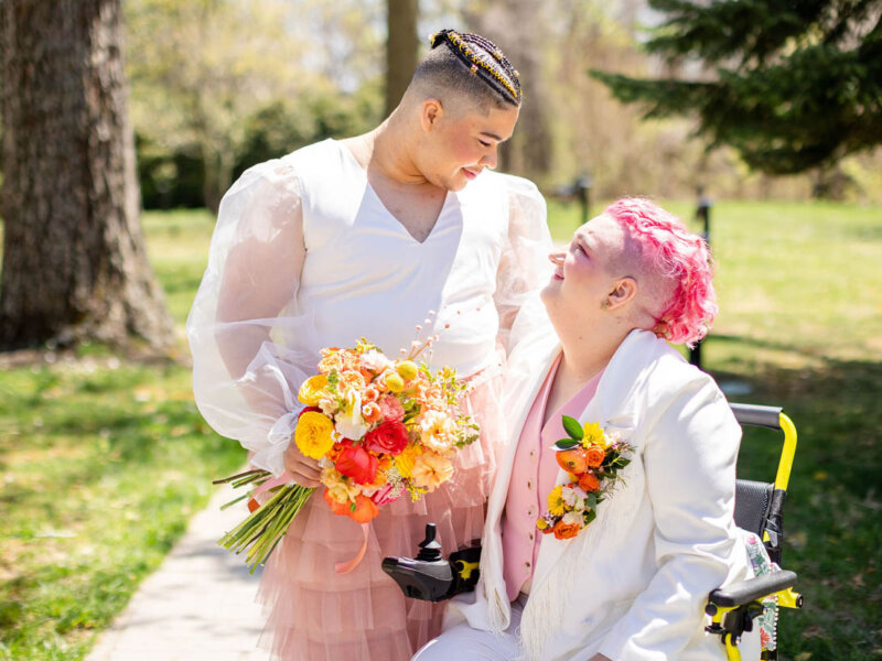 A colouful queer and gender-non-confirming wedding shoot