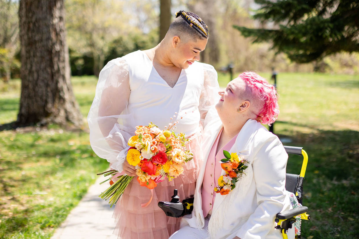 A colouful queer and gender-non-confirming wedding shoot