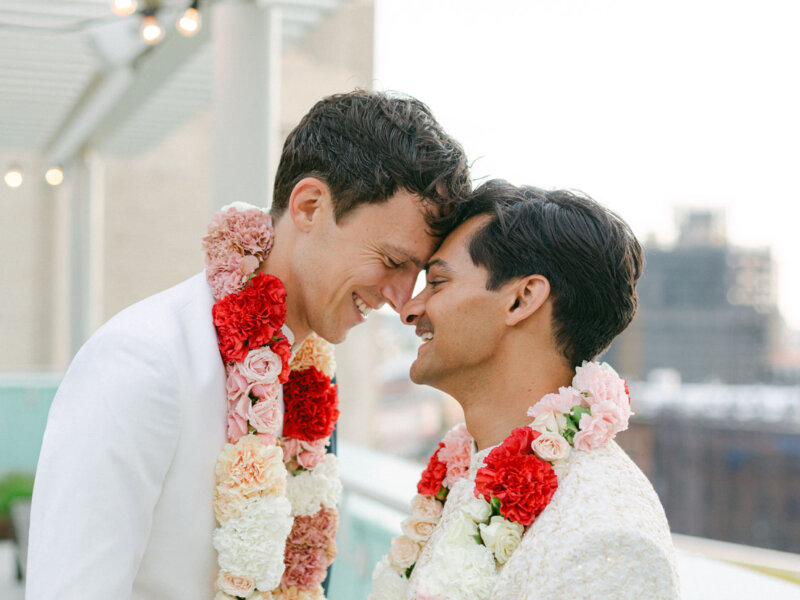 A cute interracial gay couples wedding in Brooklyn